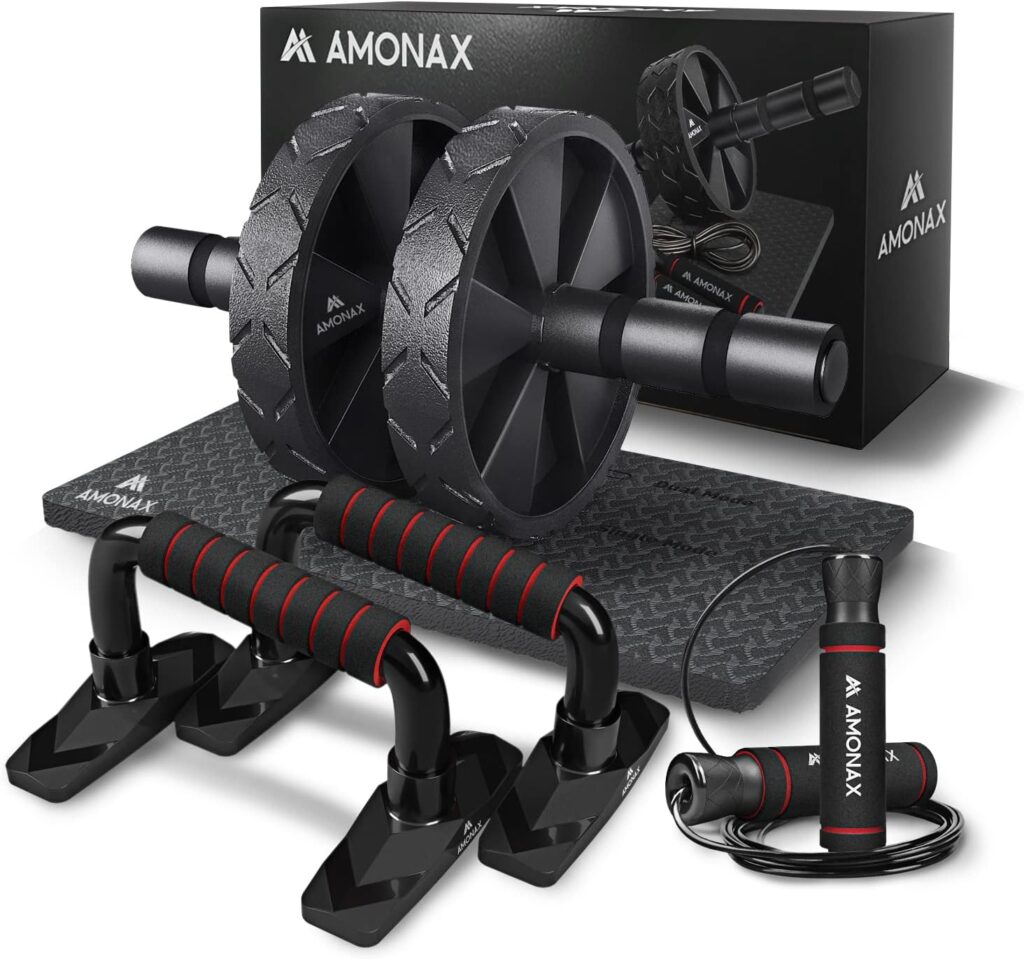 Amonax Abdominal roller push-up handles skipping ropes fitness sports equipment abdominal trainer for home, ab roller training device set, ab wheel workout abdominal trainer home sport equipment