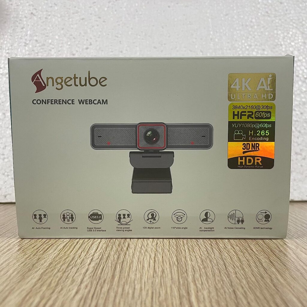 Angetube 4K Streaming Webcam with AI Tracking, HDR, Dual AI Noise Cancelling Microphones, Special Modes, USB3.0 Webcam, Ideal for Laptop, Video Camera for Meeting, Conferencing, Live Streaming