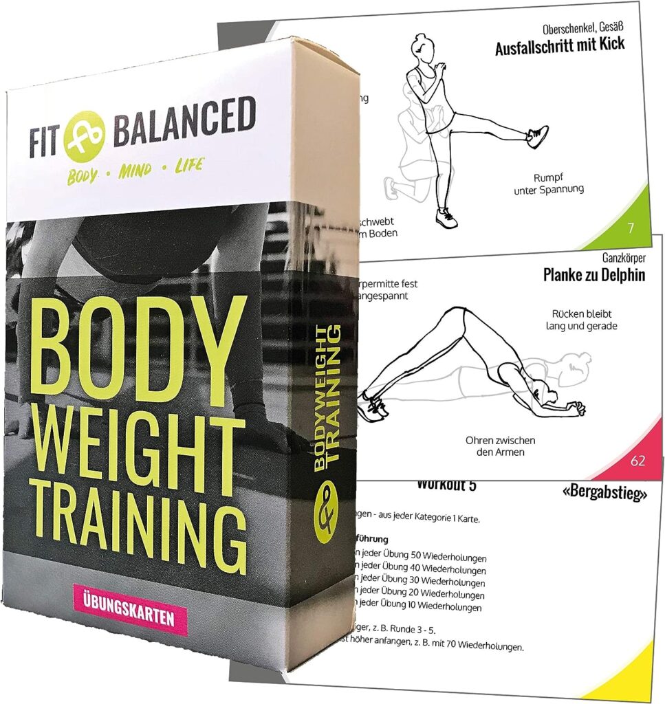 Bodyweight training cards, design complete workouts, fitness for the whole body, sports at home (+ any exercise as a video)