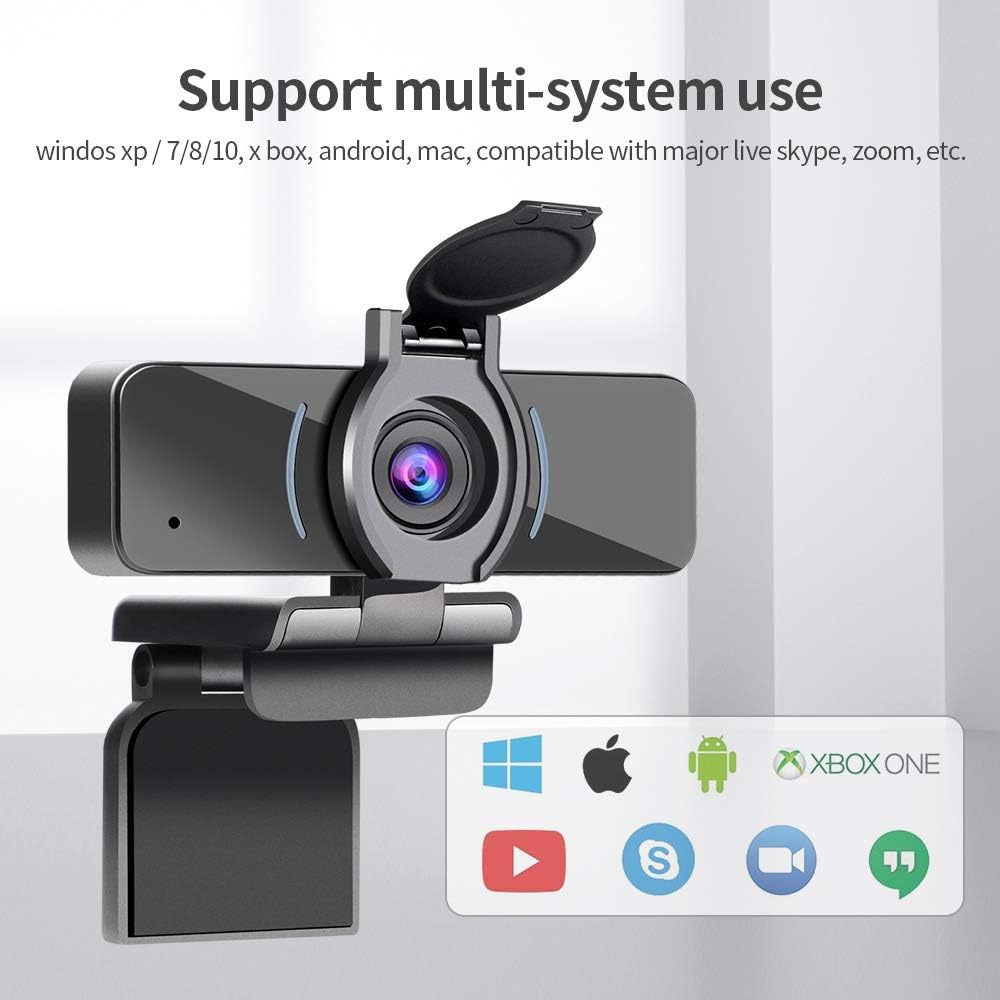 DERICAM Webcam, 1080P Webcam with Microphone, USB Computer Webcam, Plug and Play Desktop and Laptop Webcam for Windows Mac OS, for Video Calls, Streaming, Conference, Games, Online Teaching