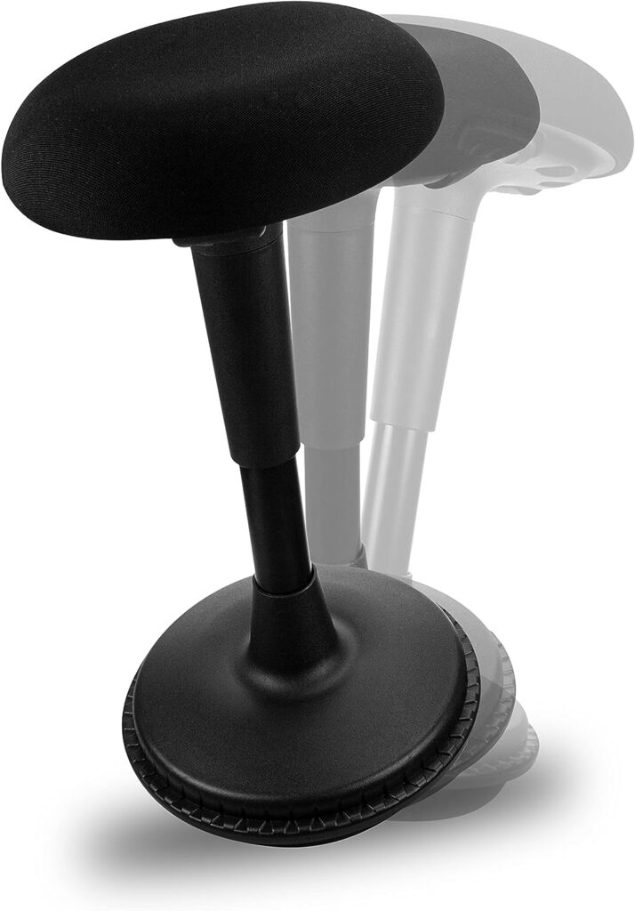 Dynaseat Ergonomischer Hocker höhenverstellbar zum Sitzen  Stehen (Schwarz, 65-85 Variante) - Sitzhocker Bürohocker ergonomisch - Schreibtischhocker mit Schwingeffekt - Stehhilfe