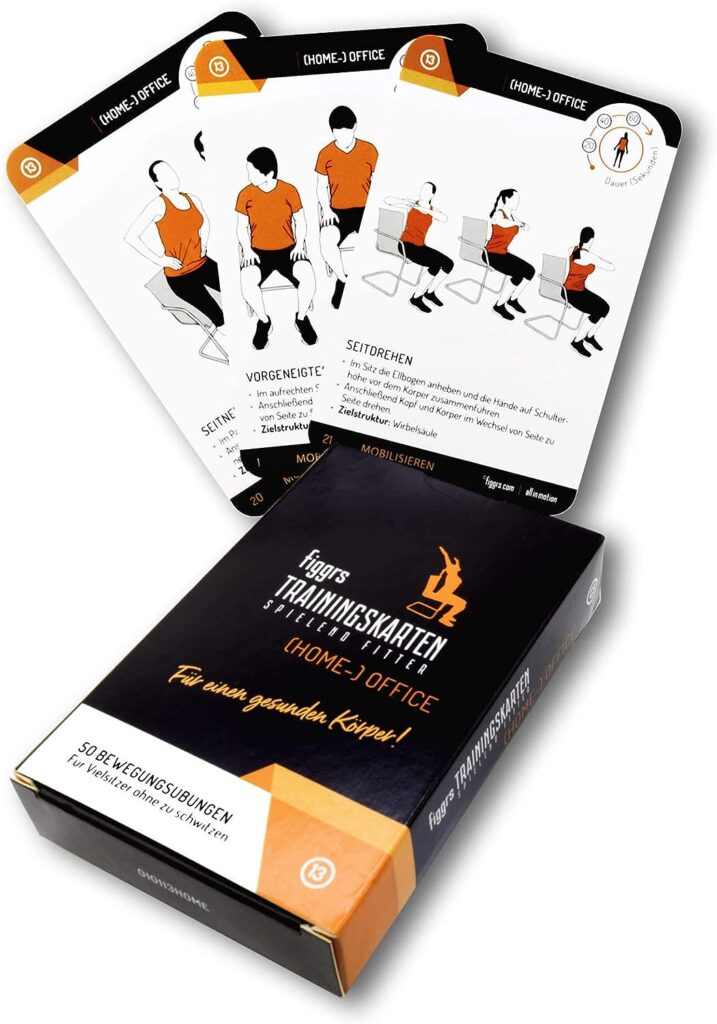 figgrs® Fit in the (home) office - 57 training cards with 50 fitness exercises for a healthy body, especially for frequent seaters, can be carried out in the office and anywhere, for men and women