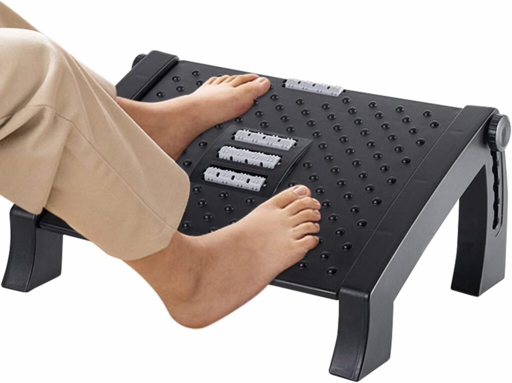 Footrest Desk, Footrest Desk with Massage Surface, 6 Height Adjustable Footstool, Ergonomic Footrest, Non-Slip Footrest, Ideal Home Office Accessory, Practical Gifts for Colleagues