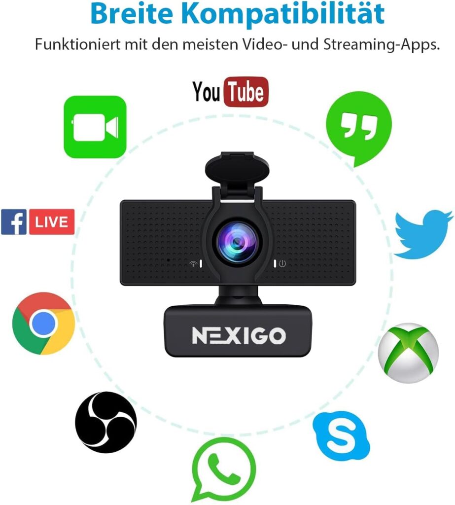NexiGo N60 1080P Webcam, HD Webcam with Microphone, Software Control and Privacy Cover, USB Computer Camera, Field of View with 110°, Plug and Play, for Zoom/Skype/Teams, Conferencing and Video Calls