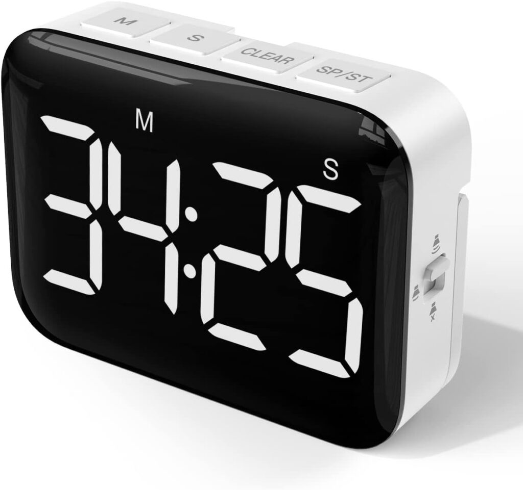 NOKLEAD Digital kitchen timer for cooking: magnetic countdown timer with large LED display, adjustable volume and brightness, easy to use for children older (including batteries)