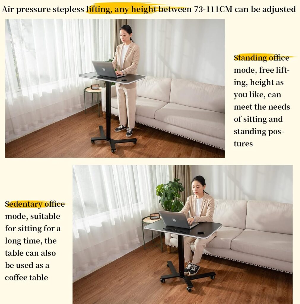 PTUWODS Laptop Table Height Adjustable Laptop Desk Computer Desk for Sofa Bed Couch Office (Black)