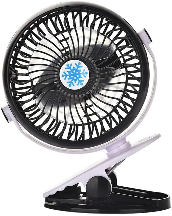 Rawrr Mini USB Fan, Quiet Clip Table Fan with Rechargeable Battery, 360° Rotating Adjustable Speeds for Bedroom, Office, Pushchair, Camping