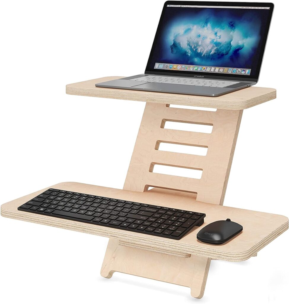 Standing Desk Attachment | Standing Desk | Wood | Laptop Stand | Standing Table | Lectern Desk Attachment | Height Adjustable | Made in EU (Natural)