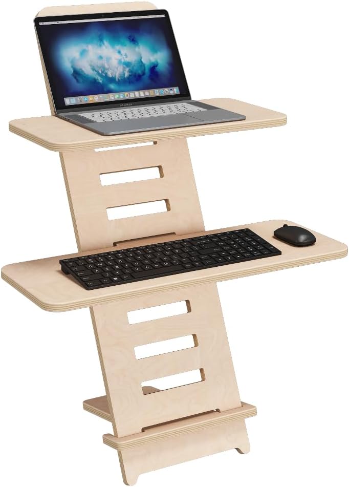 Standing Desk, Standing Desk, Desk Attachment, Laptop Stand, Wood, Standing Desk Attachment, Laptop Desk, Standing Desk, Laptop Stand, Height-Adjustable Desk Attachment, Made in EU