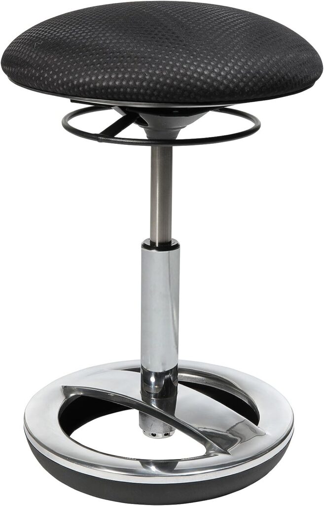 Topstar Sitness Bob SU49BR0 Stool with Foot Rest on the Base, Polished Aluminium and Fabric Cover