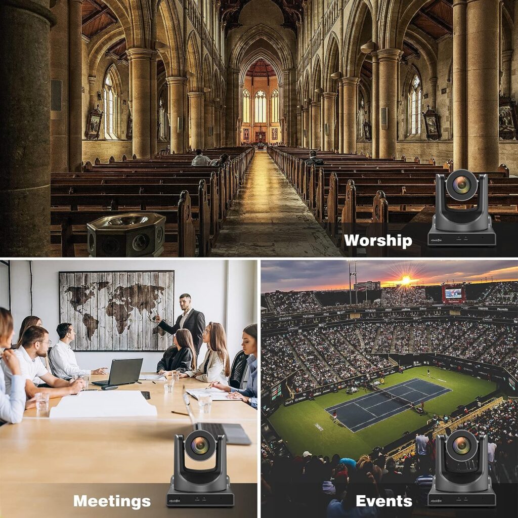 Zowietek New Gen PTZ AI Camera PoE | AI Tracking | 20x Optical Zoom | Simultaneous SDI, HDMI and USB Outputs | IP Live Streaming for Assembly, Church, Events, Teaching